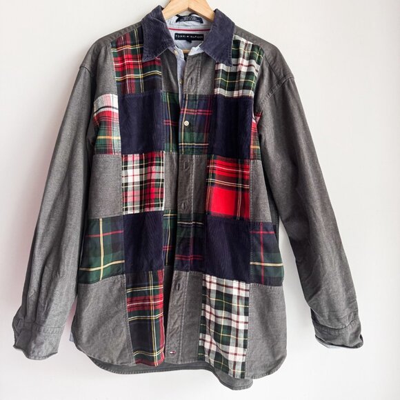 Tommy Hilfiger Patchwork Cotton Button up Men's Shirt XL - Picture 2 of 8